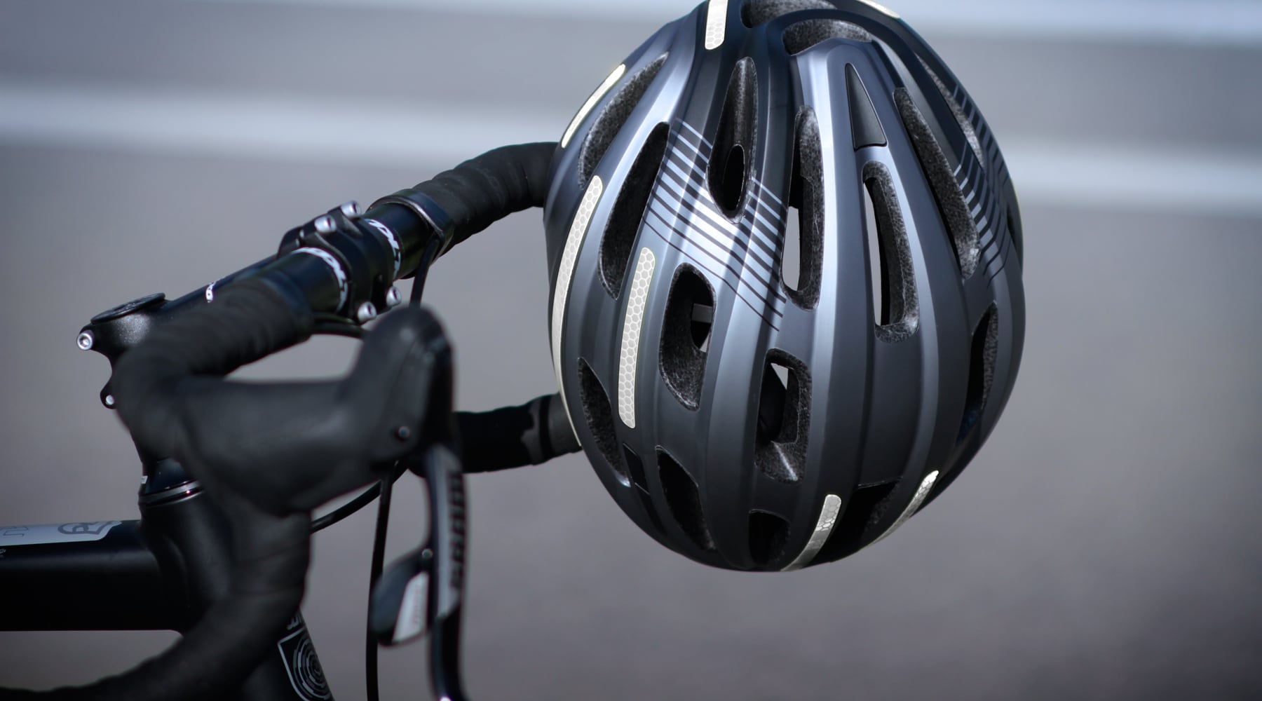 Matte black road online bike helmet